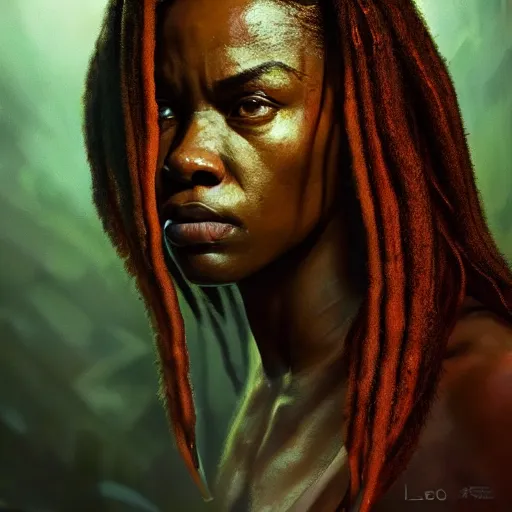 Image similar to menacing female predator from the predator movies portrait, atmospheric lighting, painted, intricate, volumetric lighting, beautiful, rich deep colors masterpiece, golden hour, sharp focus, ultra detailed, by Leesha Hannigan, Ross Tran, Thierry Doizon, Kai Carpenter, Ignacio Fernández Ríos