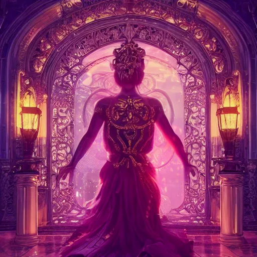 Image similar to portrait of wonderful princess, glowing, ornate and intricate, jaw dropping, dynamic lighting, intricate and detailed, 4 k octane render