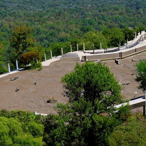 Prompt: A scenic overlook of Billiam's Zoo & Cemetery