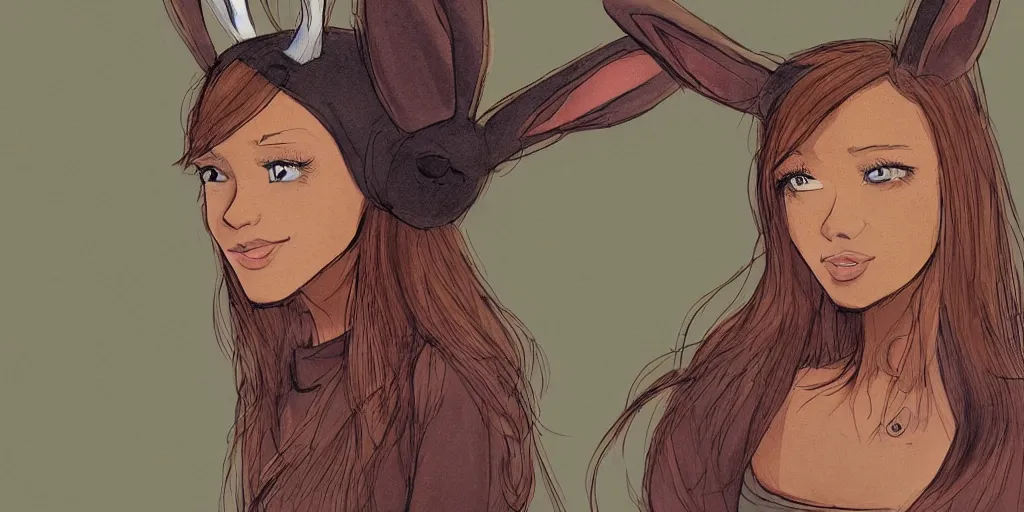 Image similar to women, dark skin, ginger, cartoon, sweatshirt, concept art, concept art, bunny ears,