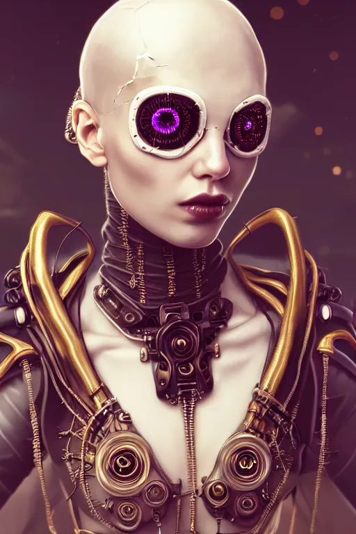 Image similar to soft lustrous ivory ebony raver gutter punk gothic cyborg, golden ratio, flowerpunk, details, scifi, fantasy, cyberpunk, intricate, decadent, highly detailed, digital painting, octane render, artstation, concept art, smooth, sharp focus, illustration, art by artgerm, loish, wlop