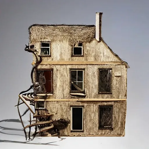 Image similar to a house made of a long hair and taxidermy parts