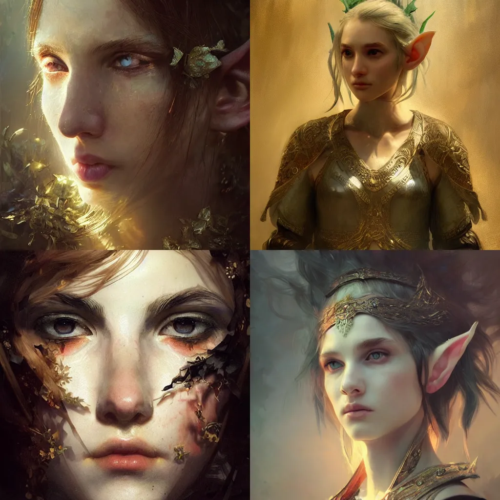 Prompt: portrait of a beautiful young Elf, hyperrealistic digital art, dramatic lighting, extremely detailed, sharp focus, intricate ornamentation, Ruan Jia