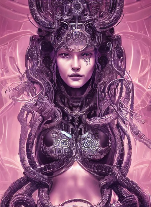 Prompt: ultradetailed ornate cyberpunk sci-fi RPG character illustration of a beautiful symmetric Medusa radiating a majestic glowing aura, intricate smooth fantasy digital painting, concept art, sharp focus, deep neon-noir tones, 3d rim light, Kodakchrome, hyperrealistic, photorealistic, artstation, cgsociety