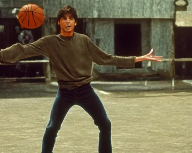 Image similar to still of davy jones playing basketball, movie screenshot, davy jones, basketball, davy jones, movie still, davy jones, photorealistic, davy jones, daylight, deck of the ship, clean composition