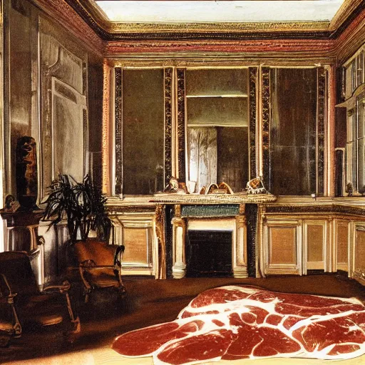 Image similar to interior of a mansion made out of meat