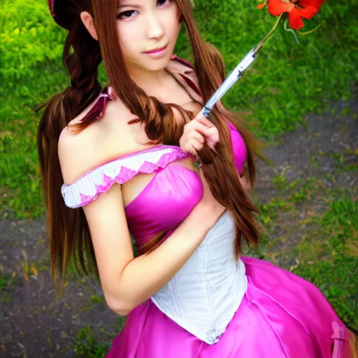 Prompt: aerith gainsborough by bangkuart