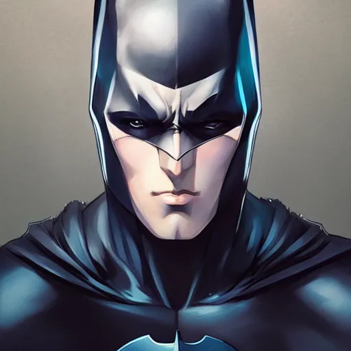 Image similar to A beautiful anime portrait of Batman , by Stanley Artgerm Lau, WLOP, Rossdraws, James Jean, Andrei Riabovitchev, Marc Simonetti, and Sakimichan, tranding on ArtStation