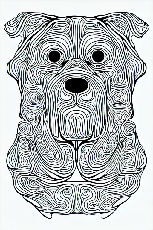 Image similar to dog chart cat statue ornaments fractal ink drawing line art colouring page, vector, margins, fine lines, centered