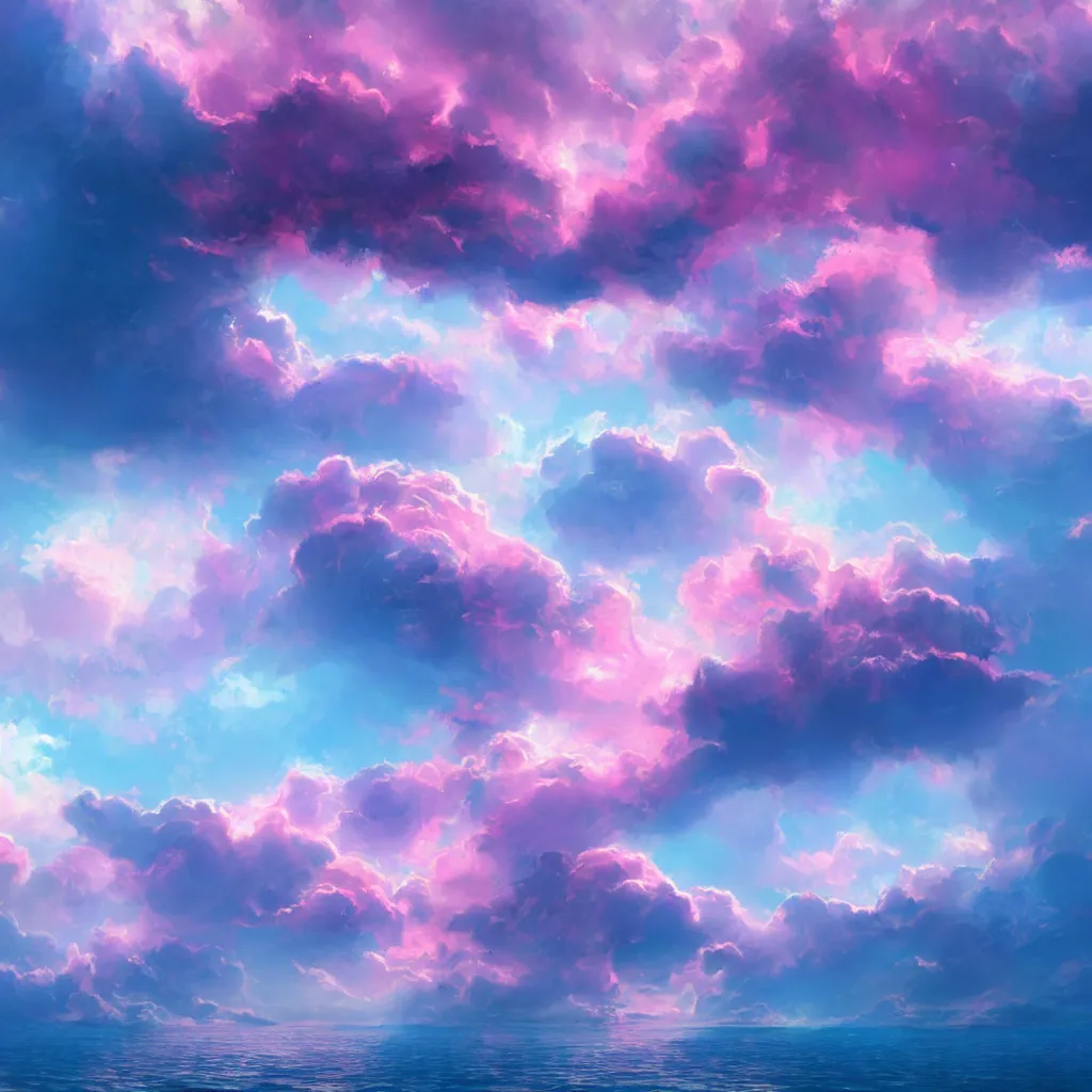 Prompt: blue and pink clouds under the sea, matte bright highly detailed, epic, 3D render, digital art, artstation, 8K artistic photography, photo-realistic, by Hiroya Oku, Jenny Seville, Francis Bacon, WLOP