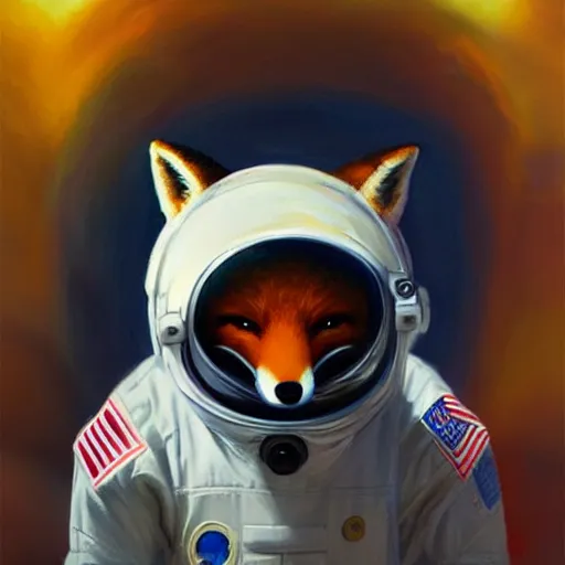 Image similar to A Fox Astronaut, oil painting, artstation, award winning,