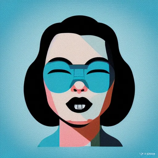 Image similar to a woman's face with a blue background, vector art by tom whalen, featured on behance, pixel art, flat shading, black background, character