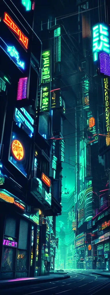 Prompt: A magnificent dark neon futuristic cyberpunk city bustling street at night made in cinema4d, extreme details, cinematic