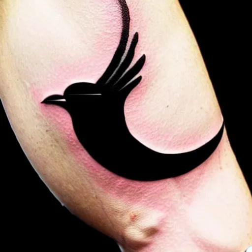 Image similar to tattoo design of black bird and crescent moon, highly detailed, intricate