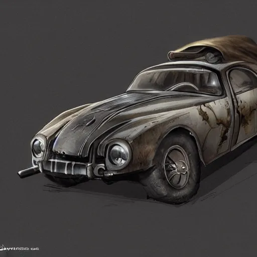 Image similar to concept art of a car in the style of dishonored game