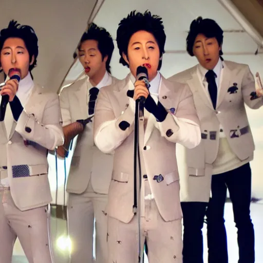 Prompt: arashi performing for aliens