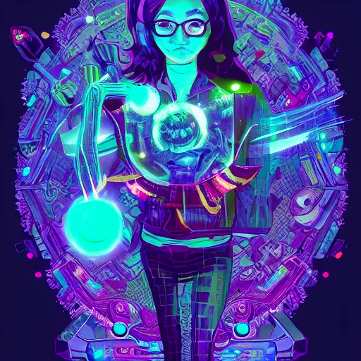 Image similar to skill magic geek inside matrix deepdream radiating a glowing aura stuff loot legends stylized digital illustration video game icon artstation lois van baarle, ilya kuvshinov, rossdraws,