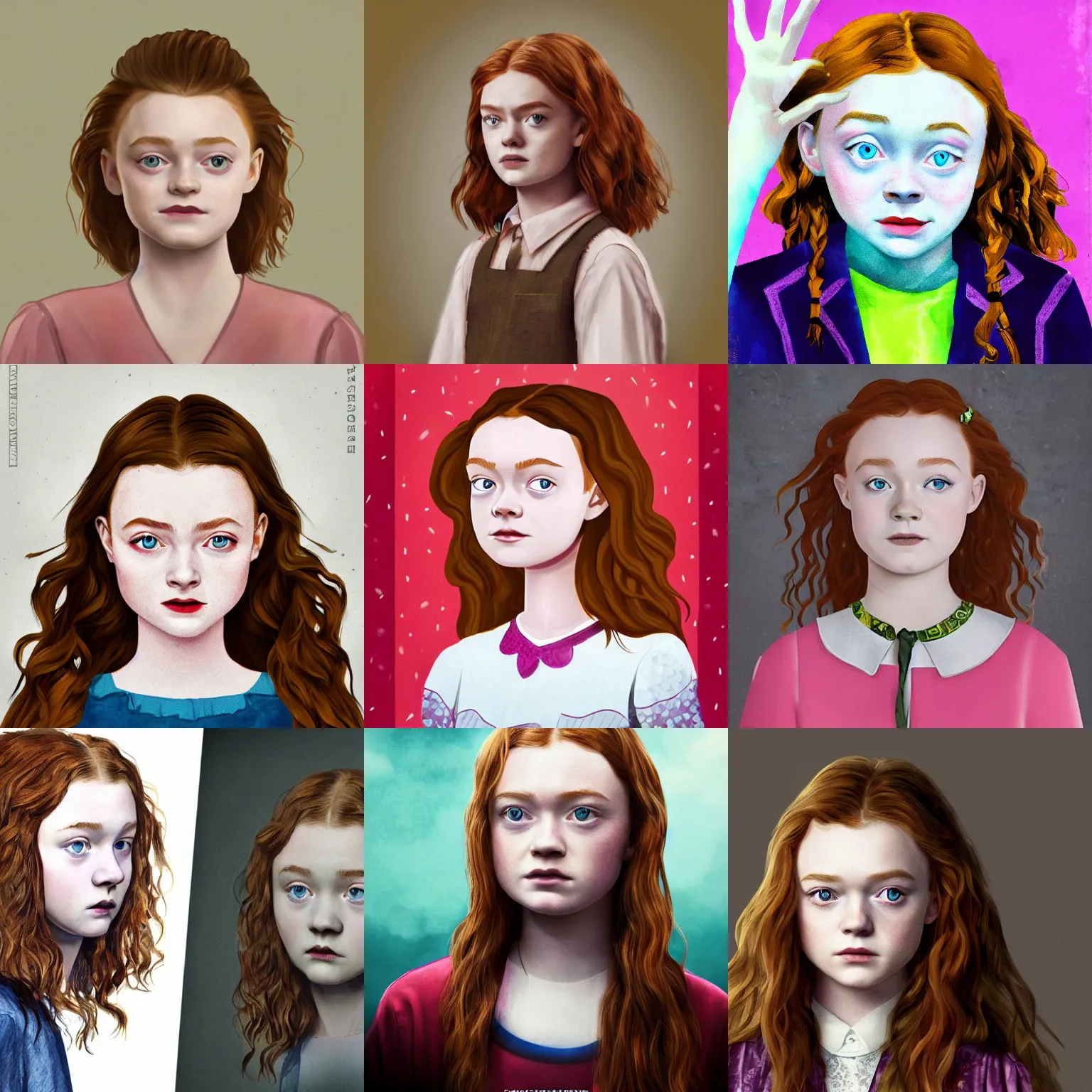 Prompt: a portrait of sadie sink in the style of the netflix series arcane