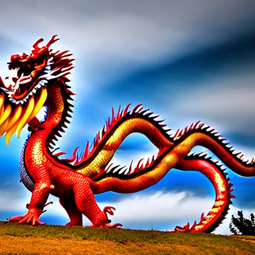 Prompt: Chinese dragon, landscape photography