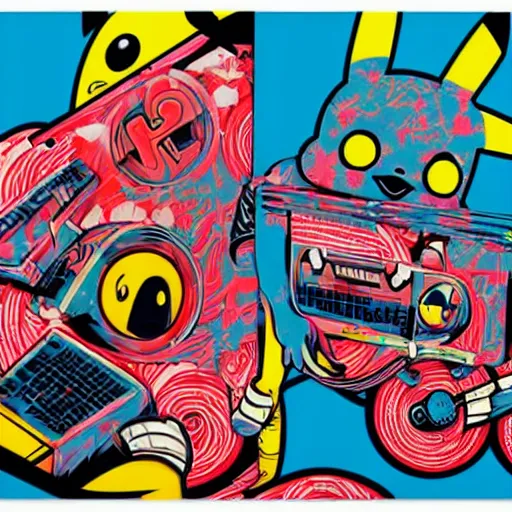 Image similar to Tristan Eaton, Lofi pikachu