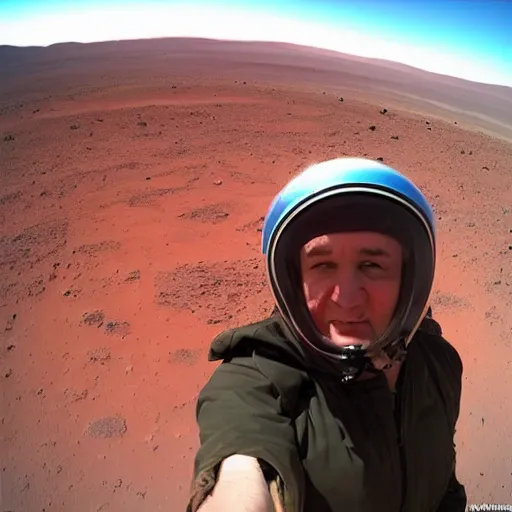 Prompt: selfie by Dmitry Rogozin on Mars