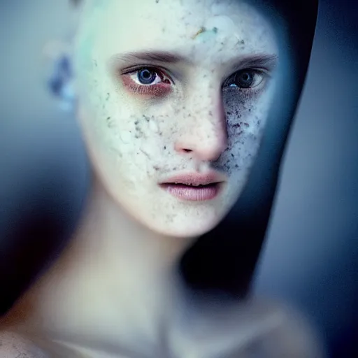 Image similar to portrait of a beautiful ghostly haunting female, depth of field, zeiss lens, detailed, symmetrical, centered, fashion photoshoot, by annie leibovitz and steve mccurry, david lazar, jimmy nelsson, breathtaking, 8 k resolution, extremely detailed, beautiful, establishing shot, artistic, hyperrealistic, beautiful face, octane render