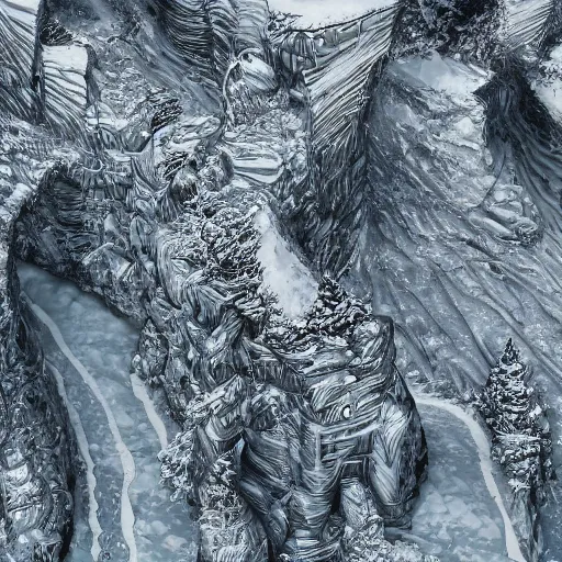 Image similar to icy landscape, hyper detailed