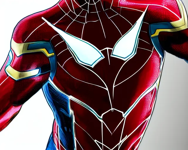 Image similar to photorealistic sketch of the mcu iron spider