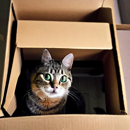 Prompt: a cat in a box