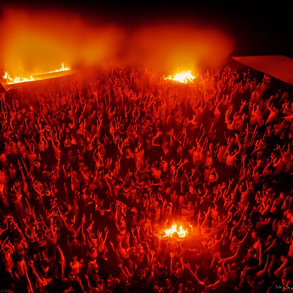 Image similar to dancefloor kismet, revellers, front left speaker, fire, night, the australian desert, zaha hadid, xf iq 4, 1 5 0 mp, 5 0 mm, f 1. 4, iso 2 0 0, 1 / 1 6 0 s, dawn, golden ratio, rule of thirds