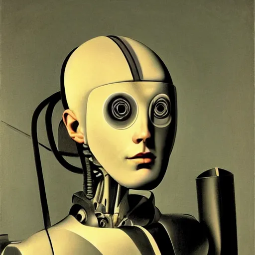 Image similar to futuristic robot portrait by caravaggio