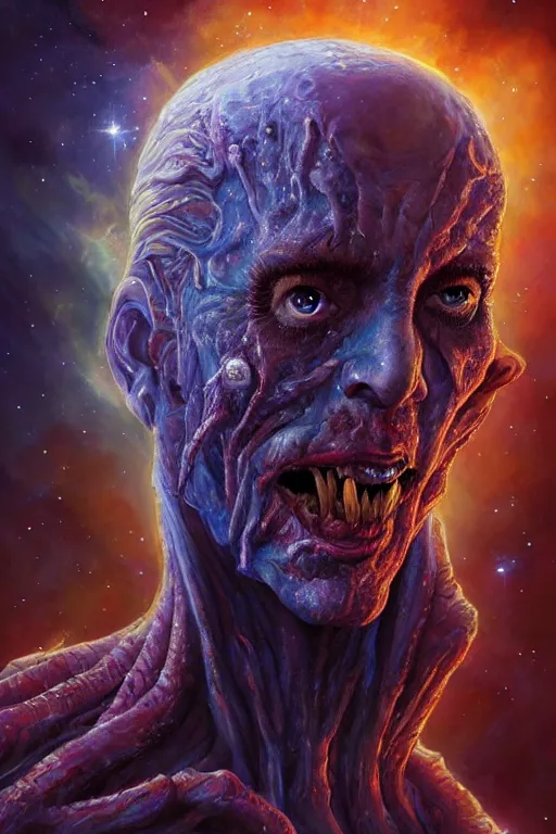Prompt: beautiful oil painting with high detail of a wise Space ent made of stars and plasma, hybrid from dungeons and dragons and art direction by James Cameron ;by artgerm; wayne reynolds art station; cinematic quality character render; low angle; ultra high quality model; production quality cinema model; ((zombie))