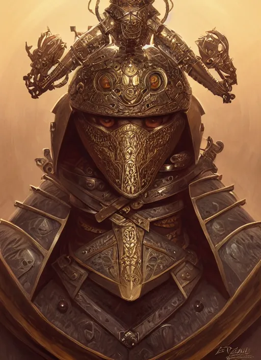 Image similar to symmetry!! portrait of a rat warrior wearing detailed ornate armor and helmet, intricate, elegant, highly detailed, my rendition, digital painting, behance, concept art, smooth, sharp focus, illustration, art by artgerm and greg rutkowski and alphonse mucha and huang guangjian and gil elvgren and sachin teng