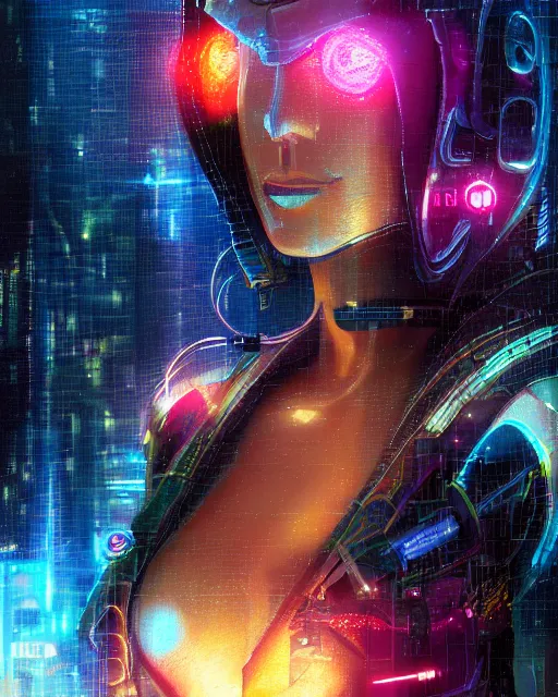 Image similar to a cyberpunk close up portrait of cyborg athena, electricity, sparks, bokeh, soft focus, sparkling, glisten, water drops, cold, dark, geometric, temples behind her, by paul lehr, jesper ejsing