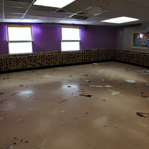 Image similar to an abandoned chuck e. cheese ’ s an night