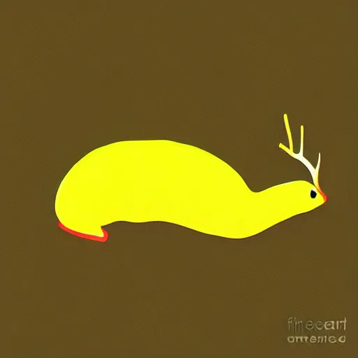 Image similar to banana slug with antlers, digital art