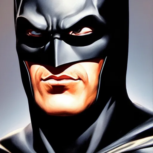 Image similar to ultra - realistic head and shoulders portrait painting of batman. art by boris vallejo. 4 k. ultra - realistic. highly detailed. epic lighting