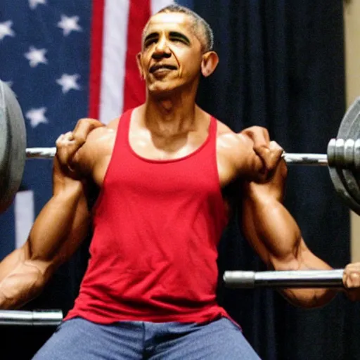 Image similar to obama lifting weights really strong