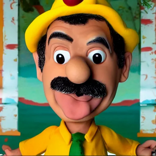 Image similar to beautifully rendered, masterpiece, caricature, claymation, luis guzman as luigi,