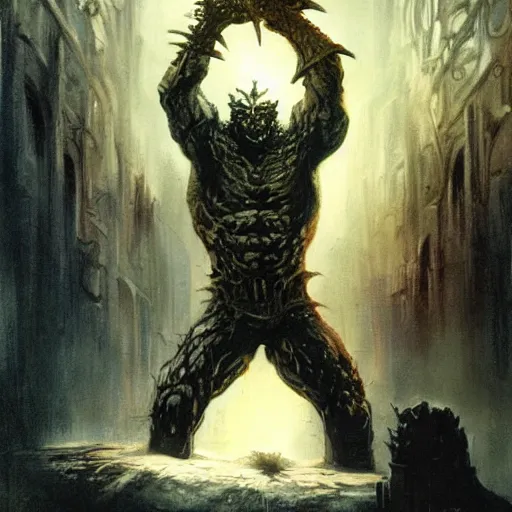 Prompt: hydra, by seb mckinnon and frank frazetta