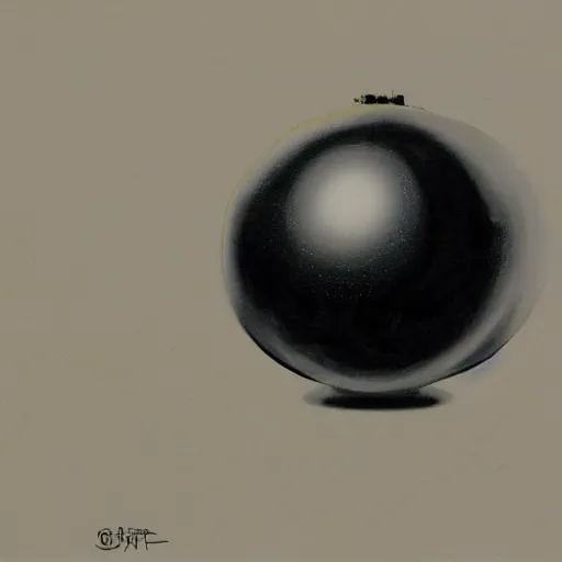 Image similar to realistic painting of the black sphere from gantz