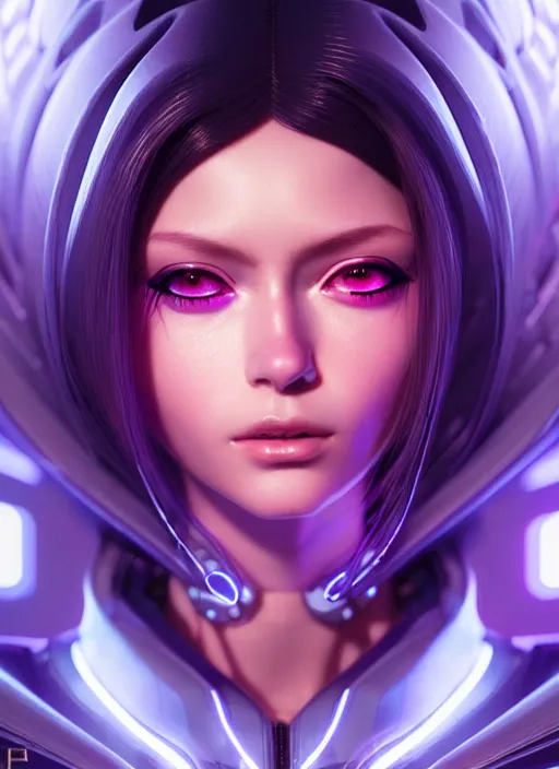 Image similar to portrait of female humanoid akin to alita, intricate, futuristic, elegant, cyber neon lights, highly detailed, digital photography, artstation, pinterest, glamor pose, concept art, smooth, sharp focus, art by artgerm and greg rutkowski