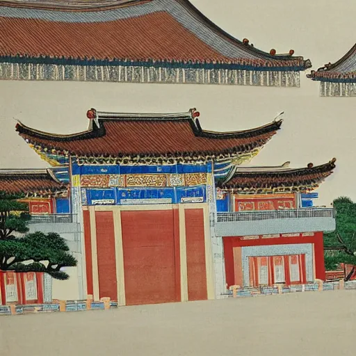 Image similar to yongle palace painting,