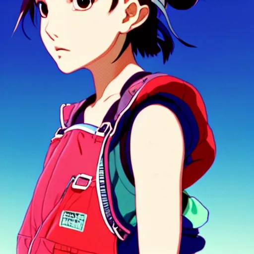 Image similar to a beautiful! boyish! natalie portman alluring gravure! model, wearing oversized mayan bomber jacket and leotard with overalls, bulky poofy bomber jacket with mayan patterns, aztec street fashion, gapmoe yandere grimdark, painted by greg rutkowski makoto shinkai takashi takeuchi studio ghibli, akihiko yoshida