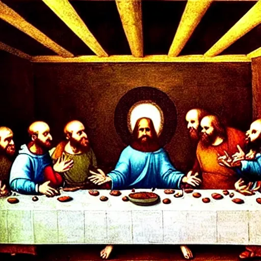 Prompt: minions, the last supper painting by leonardo da vinci