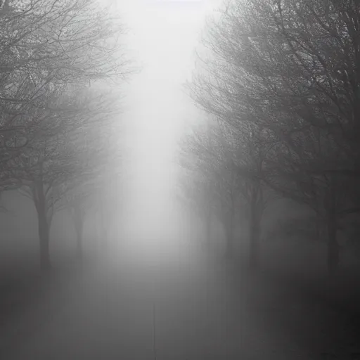 Prompt: long hallway with a fog,