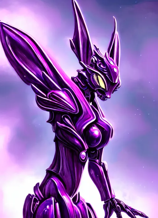 Prompt: cinematic goddess close shot, cosmic size beautiful stunning elegant hot giant robot mecha female dragon, sharp cyborg dragon head, sharp metal ears, led glowing purple eyes, smooth fuschia skin, smooth silver armor, tiny plane flying, epic proportions, macro, epic size, epic scale, furry art, dragon art, giantess art, warframe fanart, furaffinity, octane