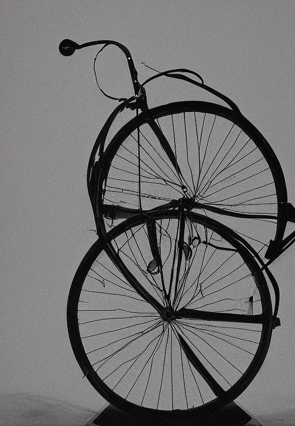 Prompt: a blank canvas with a bicycle wheel by marcel duchamp, archival pigment print
