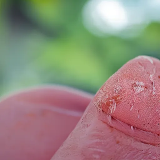 Prompt: closeup photo of my stubbed toe, eos 5 ds r, iso 1 0 0, f / 8, 1 / 1 2 5, 8 4 mm, postprocessed, bokeh )