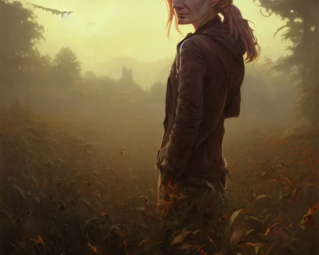 Image similar to highly detailed portrait of jodie whittaker, in the walking dead, stephen bliss, unreal engine, fantasy art by greg rutkowski, loish, rhads, ferdinand knab, makoto shinkai and lois van baarle, ilya kuvshinov, rossdraws, tom bagshaw, global illumination, radiant light, detailed and intricate environment